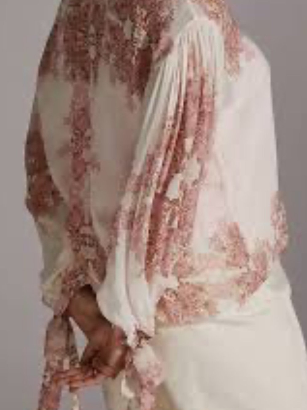 Anthropologie Forever That Girl Silk floral blouse with bow sleeves and camisole - Picture 4 of 13